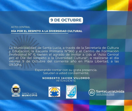 Invitación al Acto Central por el Día del Respeto a la Diversidad Cultural